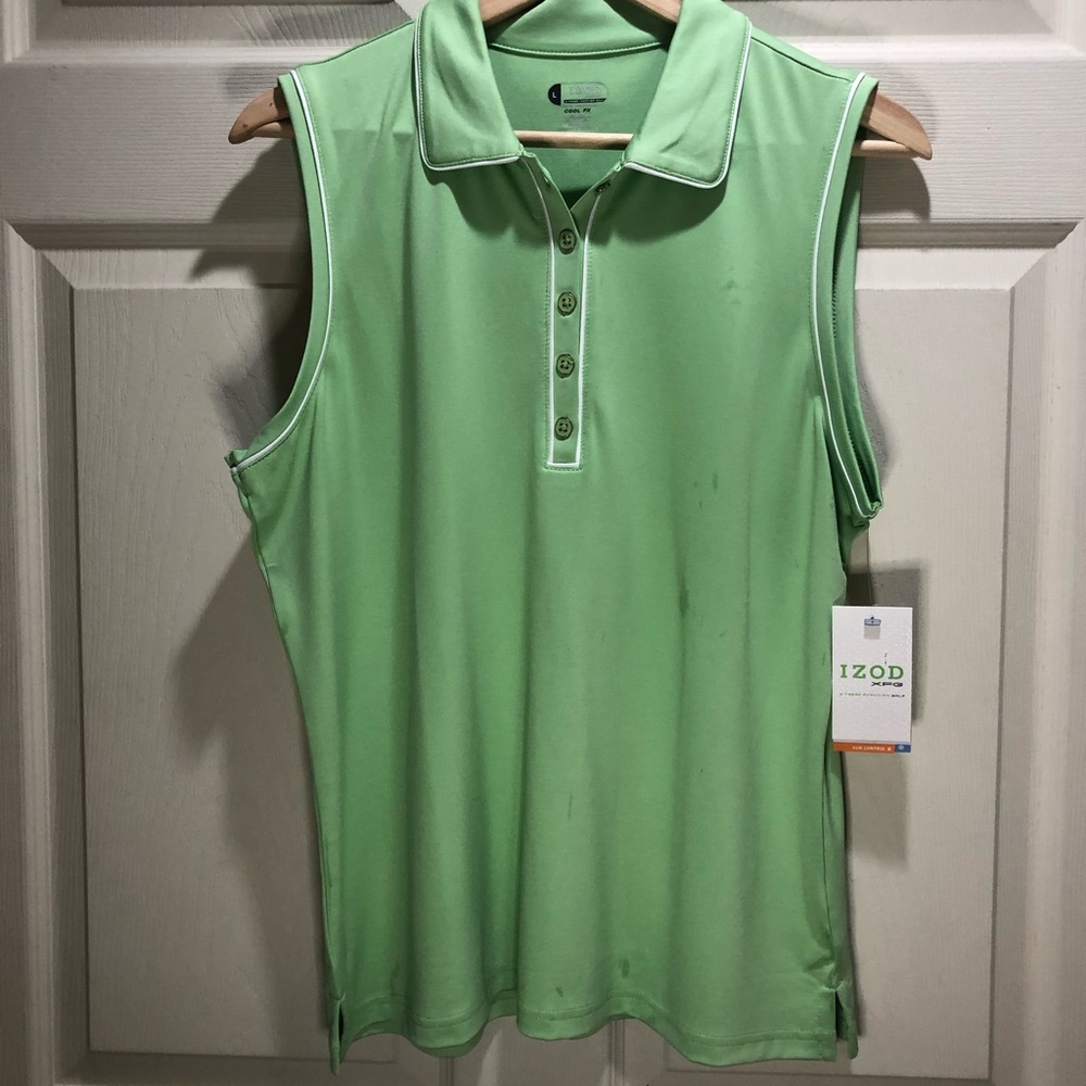 Izod Green Buttoned Polo Tank Top